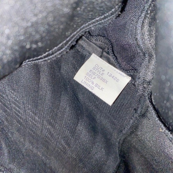 Vintage Tadashi Shoji Silk Halter Black Ruffle Pleated Chiffon Dress Size 12 - Picture 6 of 11